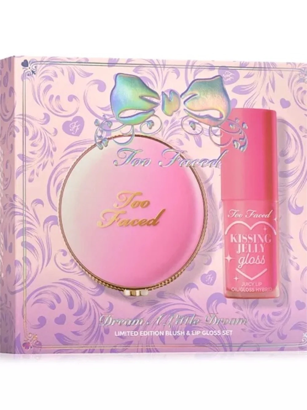 Too Faced Pink clouds blush and Kissin' Jelly Lip Gloss limited edition